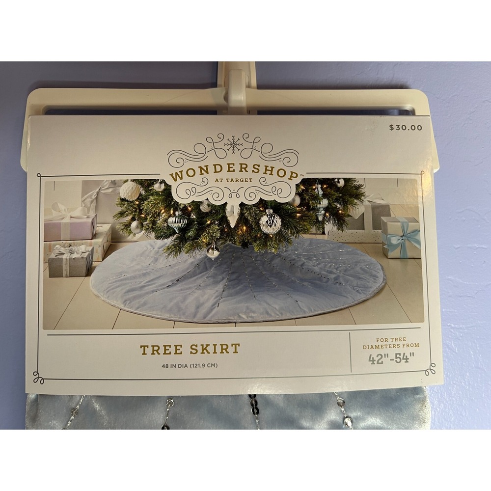 Target Wondershop Velvet Light Blue Sequin 48" Christmas Tree Skirt ~ NEW - Picture 3 of 5